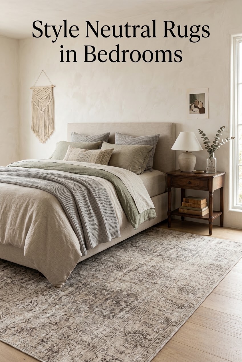 Mastering the Art of Neutral Bedroom Decor with Designer-Approved Rug Placement