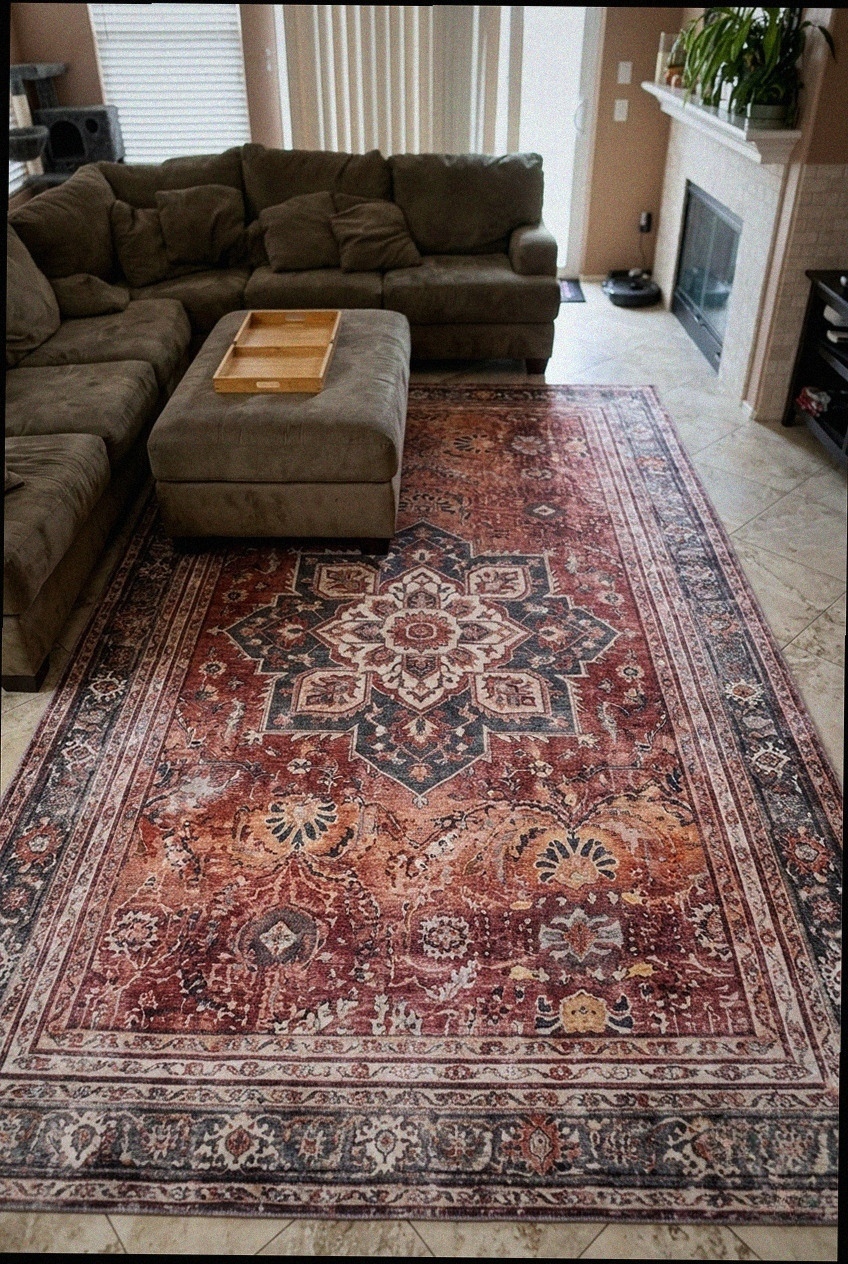 Harmonizing Heritage and Modernity With Red and Gray Floor Textiles
