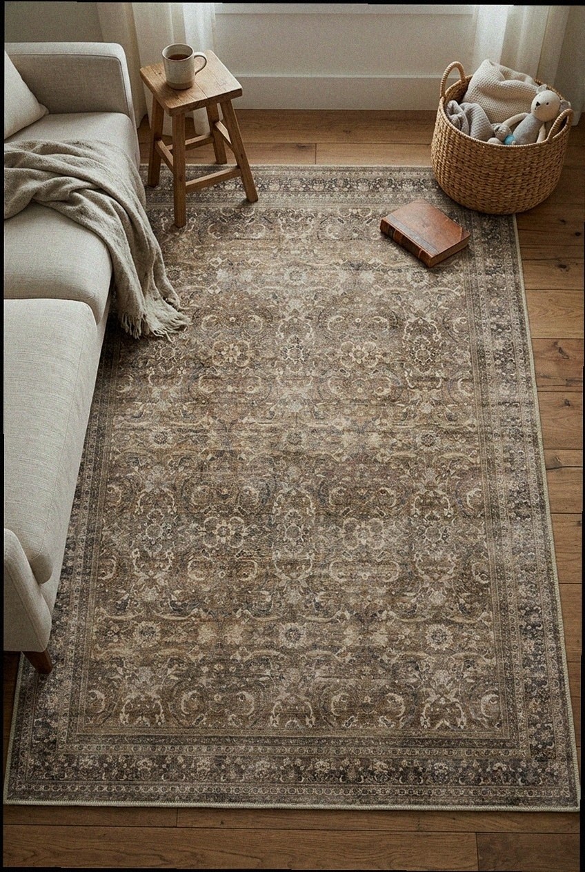 Artful Layering: Curating the Vintage Floral Machine Washable Area Rug