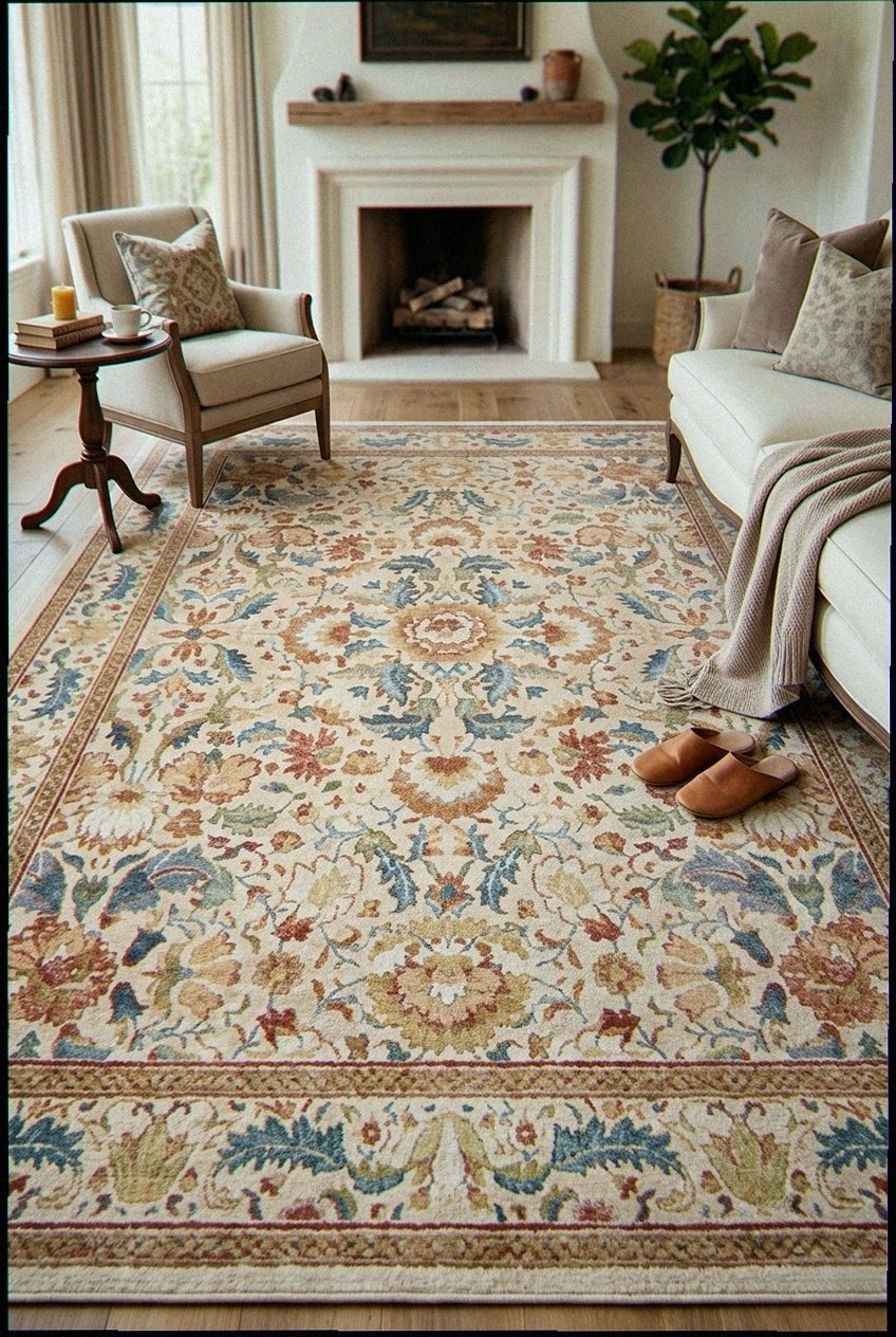 Artful Layering: How to Style a Washable Vintage Floral Area Rug for Timeless Appeal