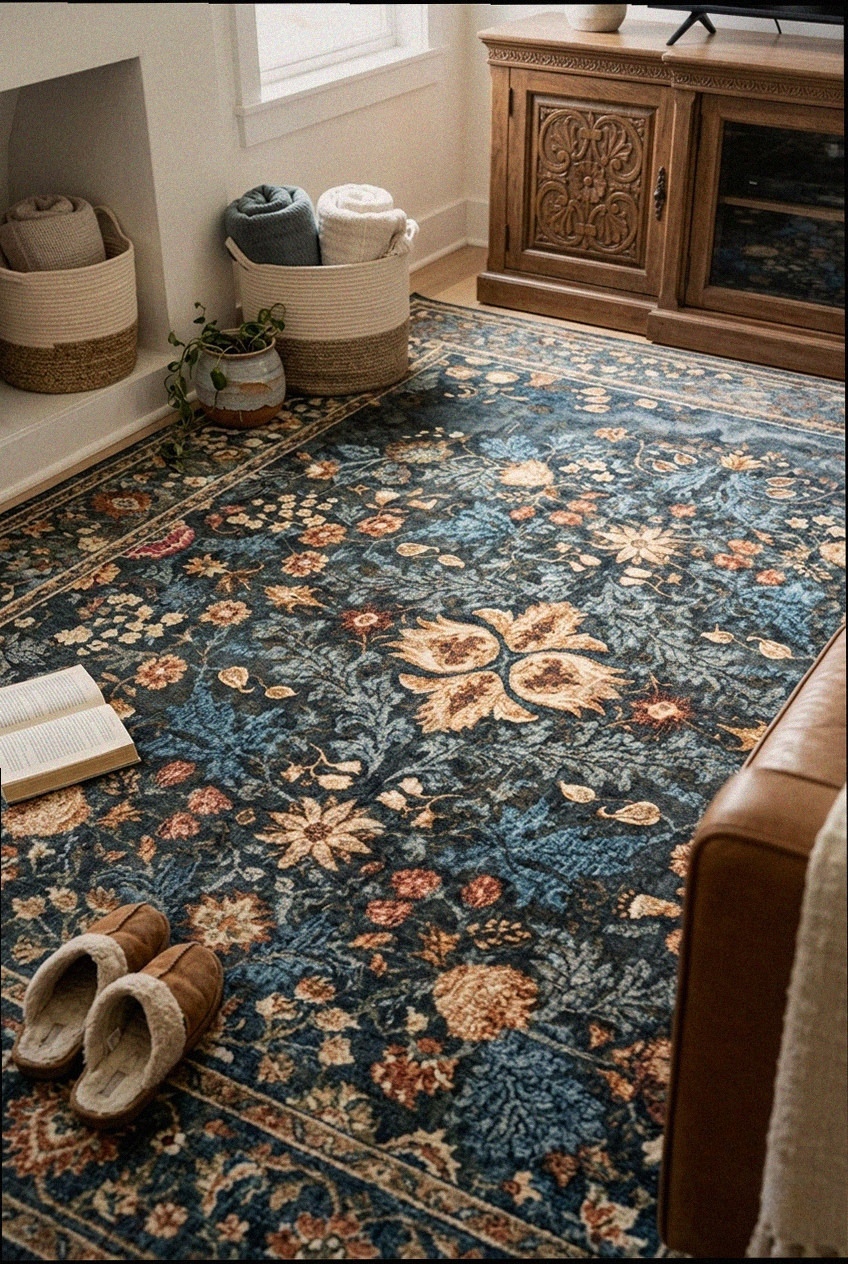 Artful Layering: How to Style a Washable Vintage Floral Area Rug for Timeless Appeal