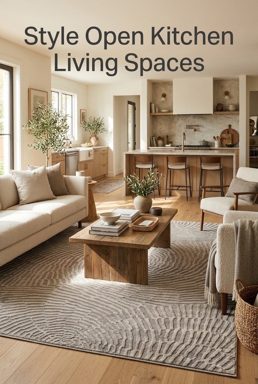 The Art of the Open Concept: Anchoring Kitchen and Living Spaces with Abstract Neutrals